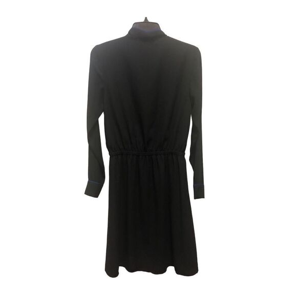 Apt. 9 Women’s Black Blue Trim Button Down Designed Knee Length Long Sleeve Dres - Picture 2 of 6